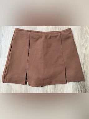 Delia’s Dolls Kill Chocolate Brown Mini Skirt W Shorts Double Slit Trendy Y2K XS